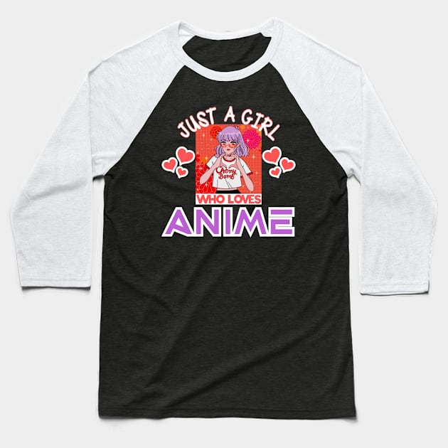 Just A Girl Who Loves Anime Baseball T-Shirt by Boo Face Designs